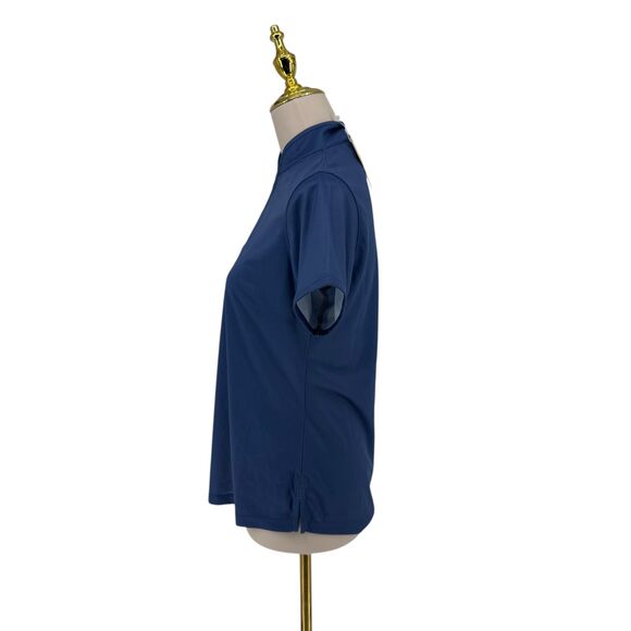 Fringe Golf Shirt Size SMALL Blue Peony Mock Neck 1/4 Zip Short Sleeve UPF 50+ - Picture 5 of 11